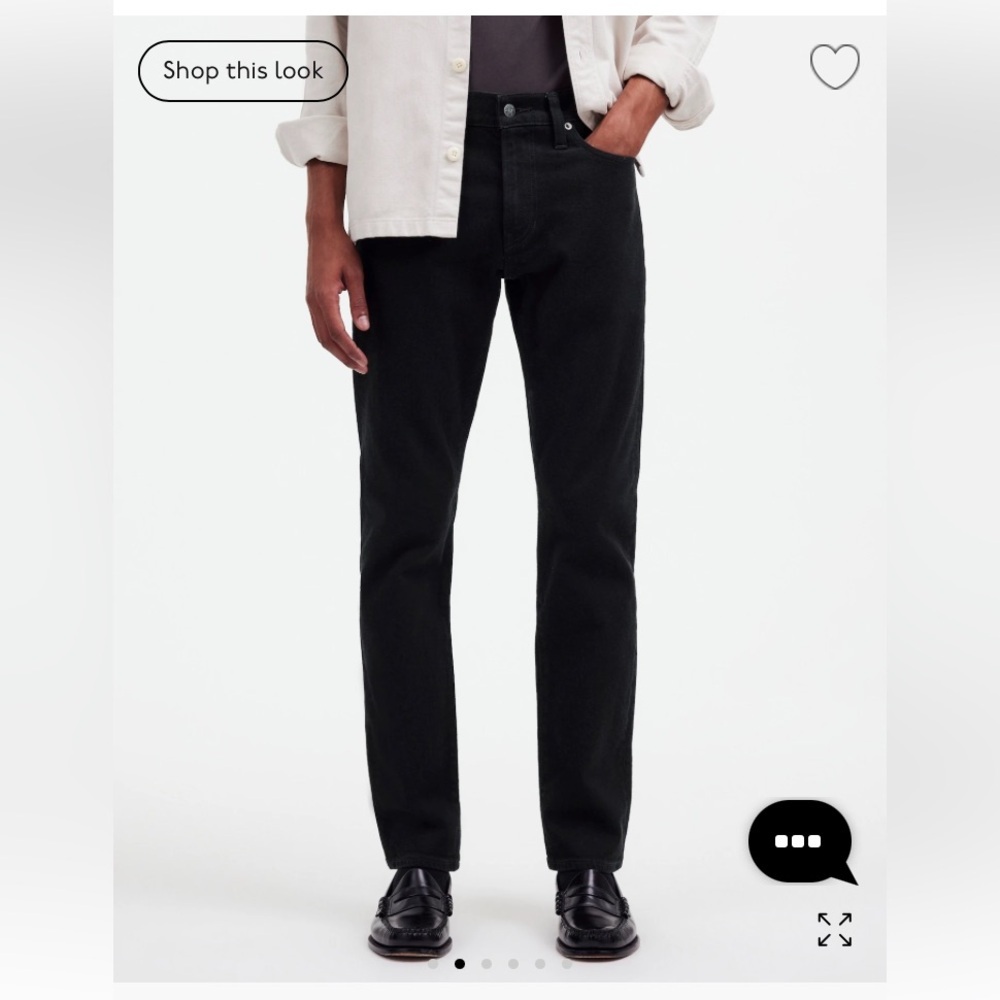 MENS MADEWELL BLACK SLIM LEG JEANS IN WASHED BLACK SZ w36xl34